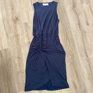 White Fox navy ruched midi dress size S